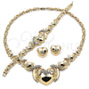Collar, Pulsera y Dije 06.372.0044 Oro Laminado, Diseño de Besos y Abrazos y Corazón, con Blanca Cristal, Pulido, Tono Dorado