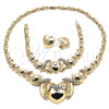 Collar, Pulsera y Dije 06.372.0044 Oro Laminado, Diseño de Besos y Abrazos y Corazón, con Blanca Cristal, Pulido, Tono Dorado