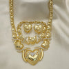 Collar, Pulsera y Dije 06.372.0044 Oro Laminado, Diseño de Besos y Abrazos y Corazón, con Blanca Cristal, Pulido, Tono Dorado