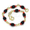 Pulsera Elegante 5.039.007.06 Oro Laminado, con Cristal Negro, Pulido, Tono Dorado (Grosor 05 MM, 6 Pulgadas de Largo)