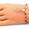 Rosario de Pulsera 09.63.0112.1.08 Oro Laminado, Diseño de Caridad del Cobre y Crucifijo, con Negro and Granate Cristal, Pulido, Tono Dorado