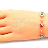 Pulsera Bolo Ajustable 03.213.0130.3.10 Oro Laminado, Diseño de Ojo Griego, Esmaltado Multicolor, Tono Dorado (01 MM Thickness, 10 Inches Length)