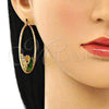 Argolla Grande 02.380.0051.7.50 Oro Laminado, Diseño de Elefante y Corazón, con Blanca and Negro Cristal, Resinado Verde, Tono Dorado
