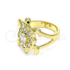 Anillo Multi Piedra 01.380.0014.07 Oro Laminado, Diseño de Tortuga, con Blanca and Negro Zirconia Cubica, Pulido, Tono Dorado (Size 7)