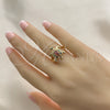 Anillo Multi Piedra 01.380.0014.1.07 Oro Laminado, Diseño de Tortuga, con Multicolor Zirconia Cubica, Pulido, Tono Dorado (Size 7)