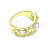 Anillo Multi Piedra 01.380.0015.07 Oro Laminado, Diseño de Elefante, con Blanca Zirconia Cubica, Pulido, Tono Dorado (Size 7)