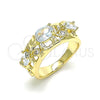 Anillo Multi Piedra 01.380.0015.07 Oro Laminado, Diseño de Elefante, con Blanca Zirconia Cubica, Pulido, Tono Dorado (Size 7)