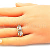 Anillo Multi Piedra 01.380.0015.08 Oro Laminado, Diseño de Elefante, con Blanca Zirconia Cubica, Pulido, Tono Dorado (Size 8)
