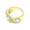 Anillo Multi Piedra 01.380.0015.08 Oro Laminado, Diseño de Elefante, con Blanca Zirconia Cubica, Pulido, Tono Dorado (Size 8)