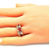 Anillo Multi Piedra 01.380.0015.1.07 Oro Laminado, Diseño de Elefante, con Granate and Blanca Zirconia Cubica, Pulido, Tono Dorado (Size 7)