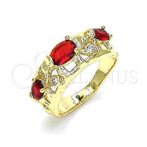 Anillo Multi Piedra 01.380.0015.1.07 Oro Laminado, Diseño de Elefante, con Granate and Blanca Zirconia Cubica, Pulido, Tono Dorado (Size 7)