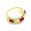 Anillo Multi Piedra 01.380.0015.1.08 Oro Laminado, Diseño de Elefante, con Granate and Blanca Zirconia Cubica, Pulido, Tono Dorado (Size 8)