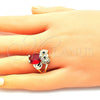 Anillo Multi Piedra 01.380.0016.1.07 Oro Laminado, Diseño de Búho, con Granate and Negro Zirconia Cubica, Pulido, Tono Dorado (Size 7)