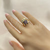 Anillo Multi Piedra 01.380.0016.1.07 Oro Laminado, Diseño de Búho, con Granate and Negro Zirconia Cubica, Pulido, Tono Dorado (Size 7)
