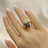 Anillo Multi Piedra 01.380.0016.1.08 Oro Laminado, Diseño de Búho, con Granate and Negro Zirconia Cubica, Pulido, Tono Dorado (Size 8)