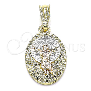 Dije Religioso 05.351.0190 Oro Laminado, Diseño de Divino Niño , Pulido, Tres Tonos