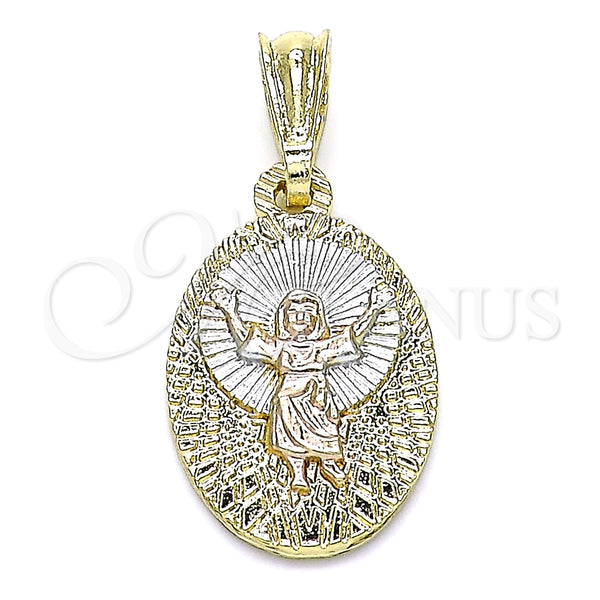 Dije Religioso 05.351.0190 Oro Laminado, Diseño de Divino Niño , Pulido, Tres Tonos