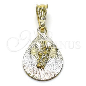 Dije Religioso 05.351.0191 Oro Laminado, Diseño de San Judas y Gota, Diamantado, Tres Tonos