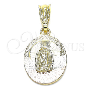 Dije Religioso 05.351.0196 Oro Laminado, Diseño de Guadalupe, Diamantado, Tres Tonos