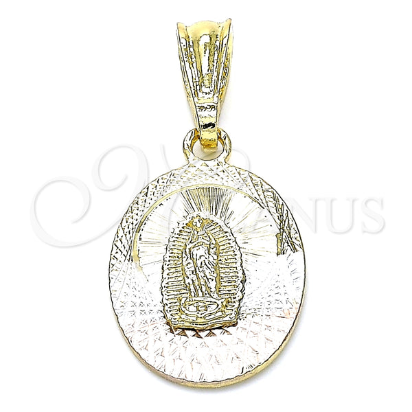 Dije Religioso 05.351.0196 Oro Laminado, Diseño de Guadalupe, Diamantado, Tres Tonos