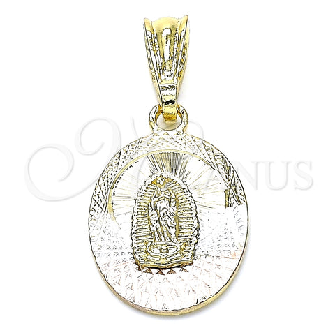 Dije Religioso 05.351.0196 Oro Laminado, Diseño de Guadalupe, Diamantado, Tres Tonos