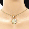 Dije Elegante 05.351.0199.1 Oro Laminado, con Blanca Cristal, Pulido, Tres Tonos