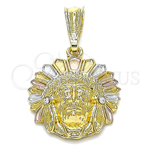 Dije Elegante 05.351.0199.1 Oro Laminado, con Blanca Cristal, Pulido, Tres Tonos