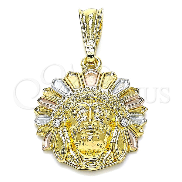 Dije Elegante 05.351.0199.1 Oro Laminado, con Blanca Cristal, Pulido, Tres Tonos