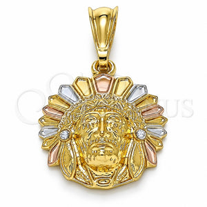 Dije Elegante 05.351.0199.1 Oro Laminado, con Blanca Cristal, Pulido, Tres Tonos