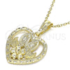 Dije Religioso 05.351.0200.1 Oro Laminado, Diseño de Guadalupe y Corazón, Pulido, Tono Dorado