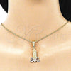 Dije Religioso 05.351.0210 Oro Laminado, Diseño de Guadalupe y Corazón, Pulido, Tres Tonos