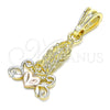 Dije Religioso 05.351.0210 Oro Laminado, Diseño de Guadalupe y Corazón, Pulido, Tres Tonos