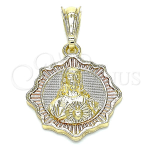 Dije Religioso 05.351.0177.1 Oro Laminado, Diseño de Sagrado Corazon de Jesus, Pulido, Tres Tonos