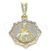 Dije Religioso 05.351.0177.1 Oro Laminado, Diseño de Sagrado Corazon de Jesus, Pulido, Tres Tonos