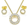 Juego de Arete y Dije de Adulto 10.156.0362 Oro Laminado, con Blanca Zirconia Cubica, Pulido, Tono Dorado