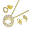 Juego de Arete y Dije de Adulto 10.156.0362 Oro Laminado, con Blanca Zirconia Cubica, Pulido, Tono Dorado