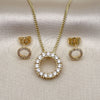 Juego de Arete y Dije de Adulto 10.156.0362 Oro Laminado, con Blanca Zirconia Cubica, Pulido, Tono Dorado