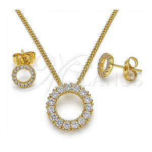 Juego de Arete y Dije de Adulto 10.156.0362 Oro Laminado, con Blanca Zirconia Cubica, Pulido, Tono Dorado