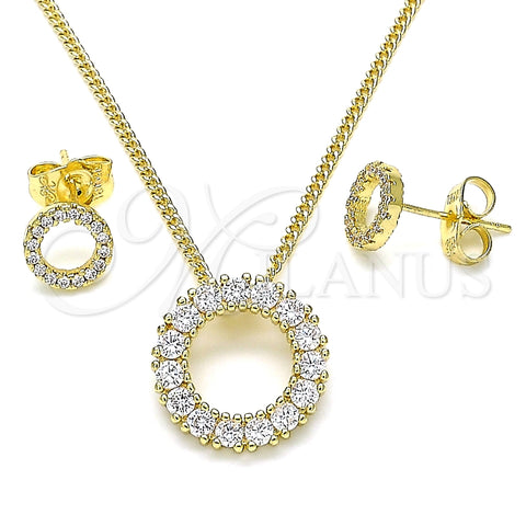 Juego de Arete y Dije de Adulto 10.156.0362 Oro Laminado, con Blanca Zirconia Cubica, Pulido, Tono Dorado