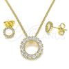 Juego de Arete y Dije de Adulto 10.156.0362 Oro Laminado, con Blanca Zirconia Cubica, Pulido, Tono Dorado