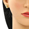 Arete Dormilona 02.156.0574 Oro Laminado, Diseño de Angel, con Blanca Micro Pave, Pulido, Tono Dorado