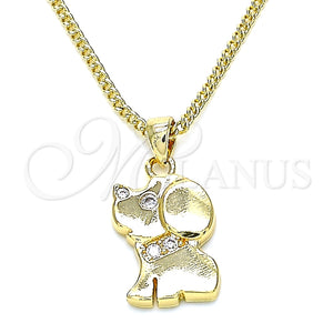 Collares con Dije 04.199.0040.20 Oro Laminado, Diseño de Perro, con Blanca Micro Pave, Pulido, Tono Dorado (02 MM Thickness, 20 Inches Length)