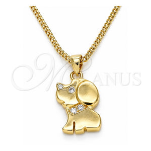 Collares con Dije 04.199.0040.20 Oro Laminado, Diseño de Perro, con Micro Pave Blanca, Pulido, Tono Dorado (Grosor 02 MM, 20 Pulgadas de Largo)