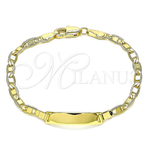 Pulsera con Placa 03.63.2220.06 Oro Laminado, Pulido, Tono Dorado (100 Gauge, 04 MM Thickness, 6 Inches Length)