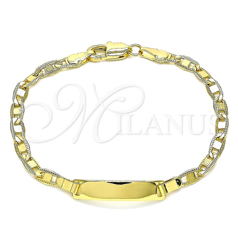 Pulsera con Placa 03.63.2220.06 Oro Laminado, Pulido, Tono Dorado (100 Gauge, 04 MM Thickness, 6 Inches Length)