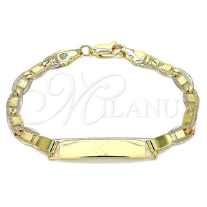 Pulsera con Placa 03.63.2221.06 Oro Laminado, Pulido, Tono Dorado (120 Gauge, 05 MM Thickness, 6 Inches Length)