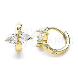 Argolla Huggie 02.210.0548.12 Oro Laminado, Diseño de Corazón, con Blanca Zirconia Cubica, Pulido, Tono Dorado