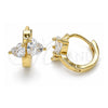 Argolla Huggie 02.210.0548.12 Oro Laminado, Diseño de Corazón, con Zirconia Cubica Blanca, Pulido, Tono Dorado