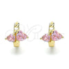 Argolla Huggie 02.210.0548.2.12 Oro Laminado, Diseño de Corazón, con Rosado Zirconia Cubica, Pulido, Tono Dorado