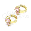 Argolla Huggie 02.210.0548.2.12 Oro Laminado, Diseño de Corazón, con Rosado Zirconia Cubica, Pulido, Tono Dorado